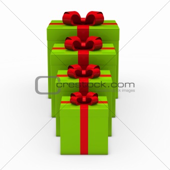3d green gift small to big