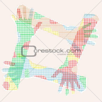 vector 4 Connected multicolored hand friendship group
