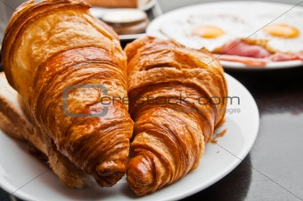 fresh croissant on table ,Delicious! 