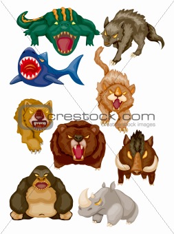 cartoon angry animal icons