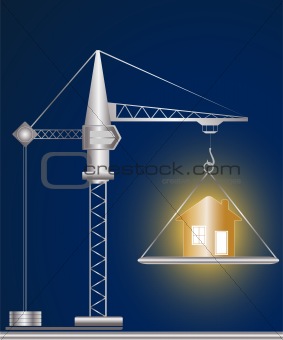 construction crane and golden house