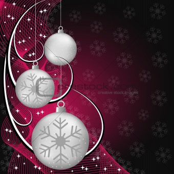 Silver xmas balls on red and black