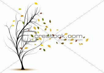 decorative vector tree silhouette in autumn