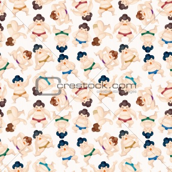 cartoon Sumo wrestler seamless pattern