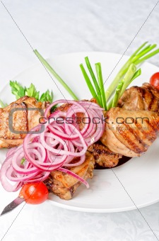 Grilled kebab meat