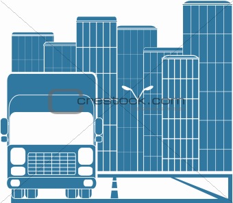 truck in modern city