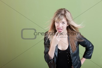 Woman Gestures She Needs To Throwup