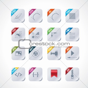 Simple square file labels icon set