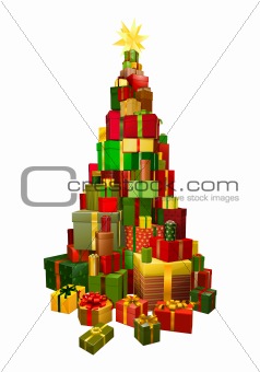 Gifts in Chritsmas tree shape illustration