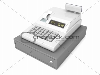 Cash register on white