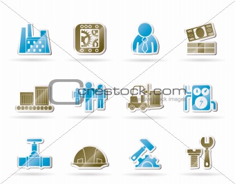 Business, factory and mill icons