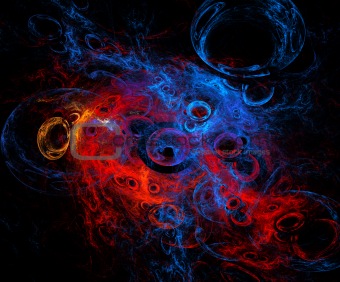 abstract bubbles and cells in space