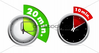 Set of 10 and 20 minutes timer. Vector illustration. Easy ro edit