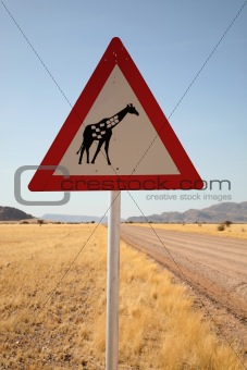 Danger Giraffes Road Sign