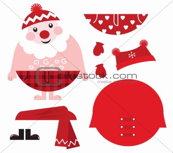 Dress up your Santa! Christmas retro icons & design elements

