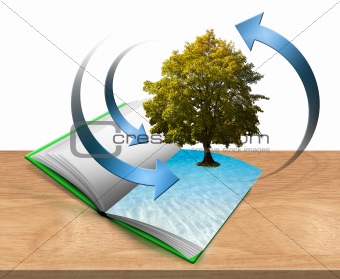 Book with tree and water