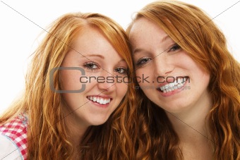 two happy bavarian redhead girls