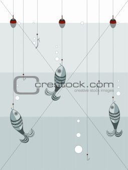 Fishes on the hooks