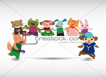 cartoon animal dance card