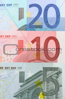 Euro notes closeup