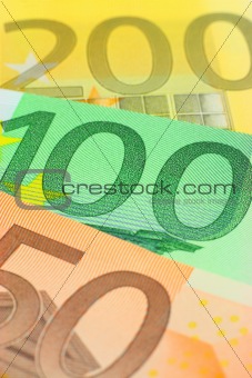 Euro notes closeup