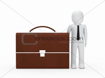business man big briefcase brown