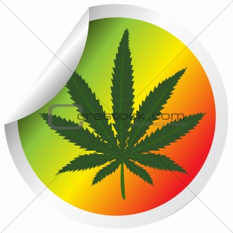 Sticker with marijuana leaf