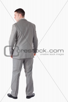 Portrait of a businessman turning his back