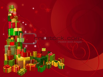 Red Christmas gift background