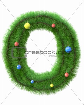 O letter made of christmas tree branches