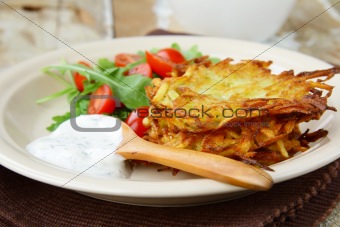 potato pancakes with dill and sour cream