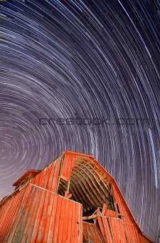 Abandoned Barn and Star Trails