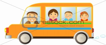 family in bus