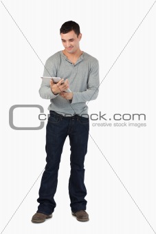 Young male using tablet