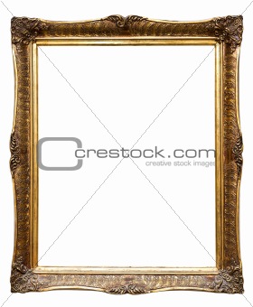 Old golden retro frame, isolated on white (No#8)