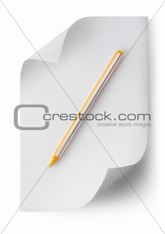Pen with a sheet of paper
