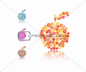 apple silhouette composed of flowers