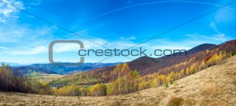 Autumn country mountain landscape (Carpathian, Ukraine).