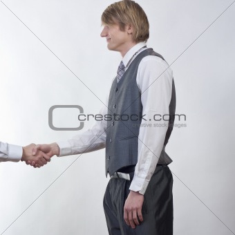 young happy businessman make agreement