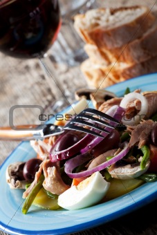 french salad nicoise on a plate 