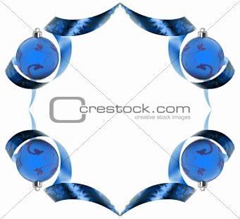 Decorative border made of blue ribbon swirls