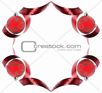 Decorative border made of red ribbon swirls