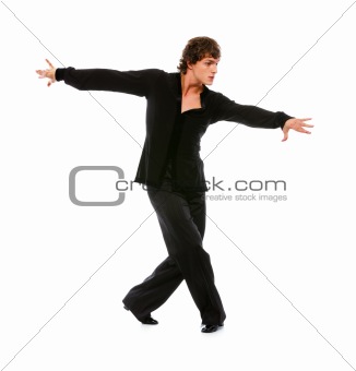 Handsome latino dancer in action isolated on white
