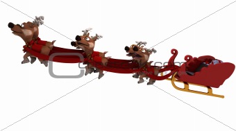 santas sleigh and reindeer 