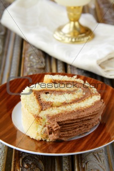 biscuit roulade with chocolate  cream