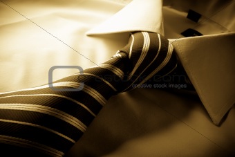 Tie knot tied on a shirt