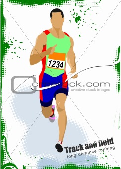 Long-distance runner. Poster. Vector illustration