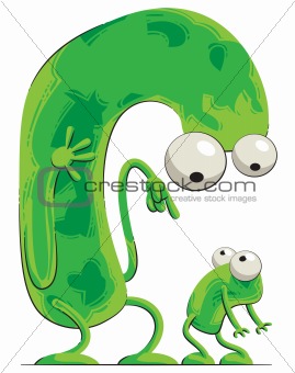 Parent and child (green creatures)