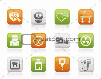 Medicine and hospital equipment icons