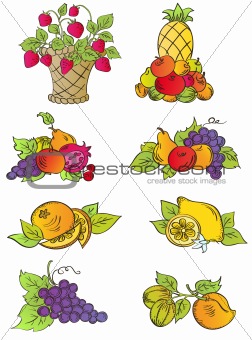 Vintage fruits set